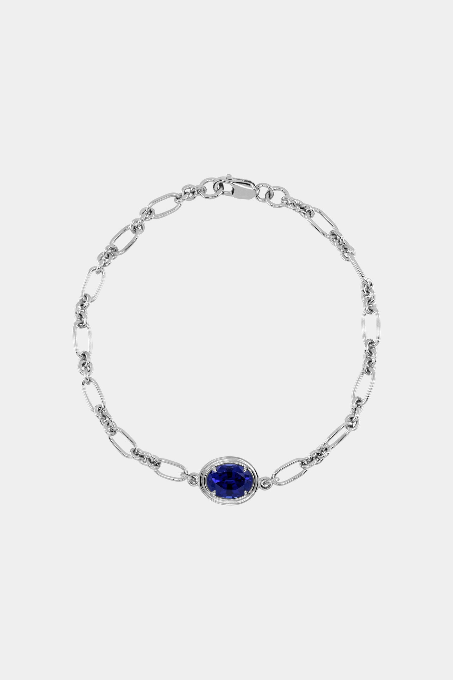 Roma Oval Gemstone Bracelet | White Gold