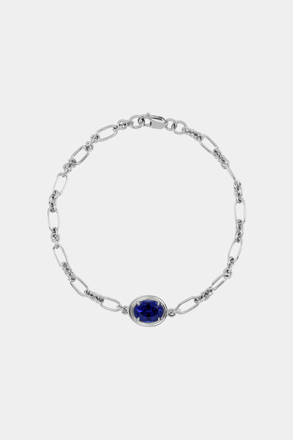 Roma Oval Gemstone Bracelet | White Gold