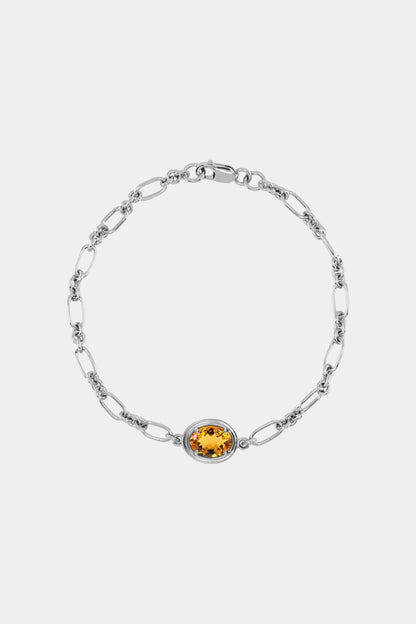 Roma Oval Gemstone Bracelet | White Gold