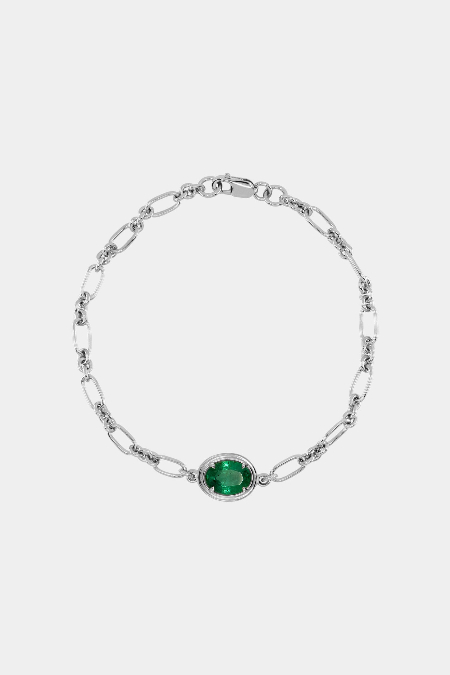 Roma Oval Gemstone Bracelet | White Gold