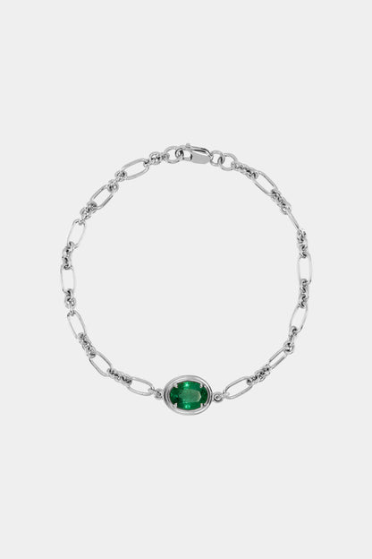 Roma Oval Gemstone Bracelet | White Gold