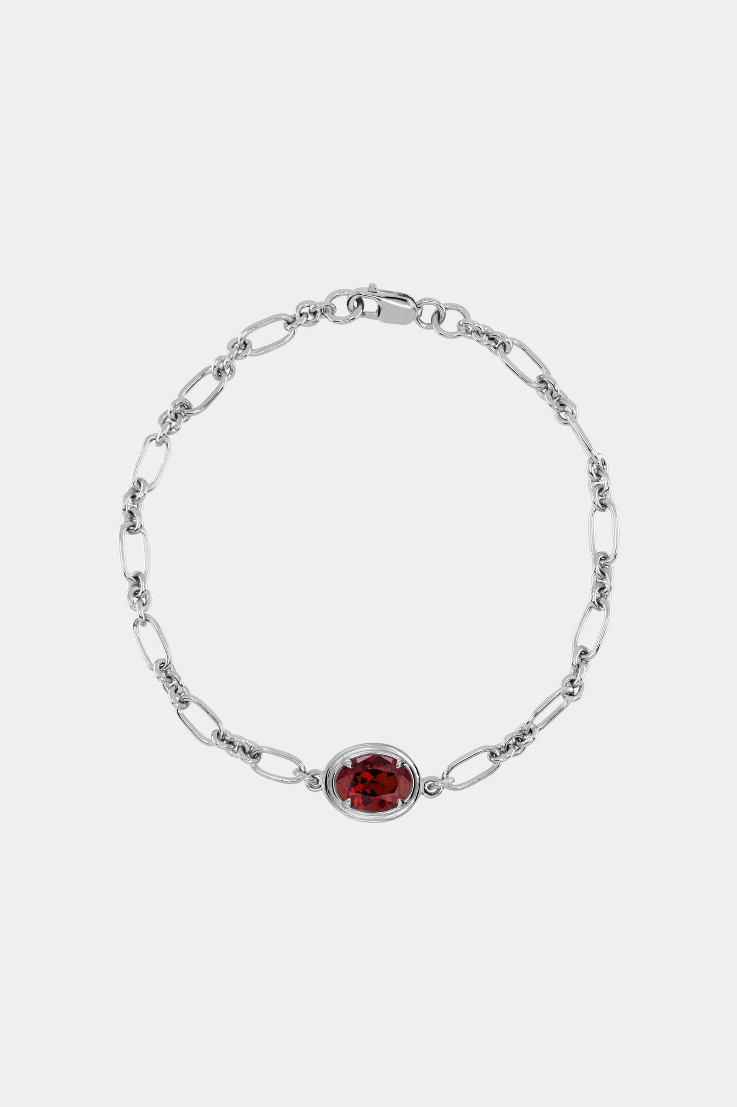Roma Oval Gemstone Bracelet | White Gold