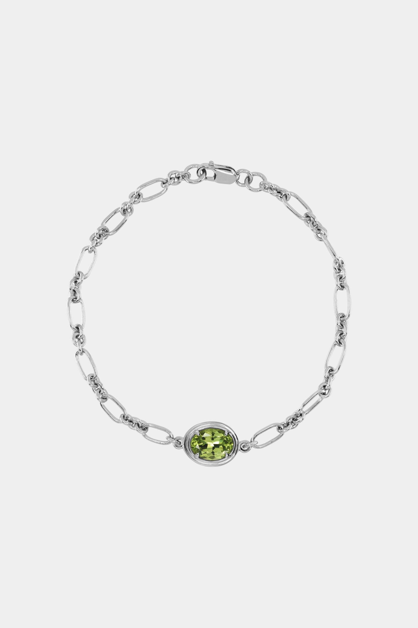 Roma Oval Gemstone Bracelet | White Gold