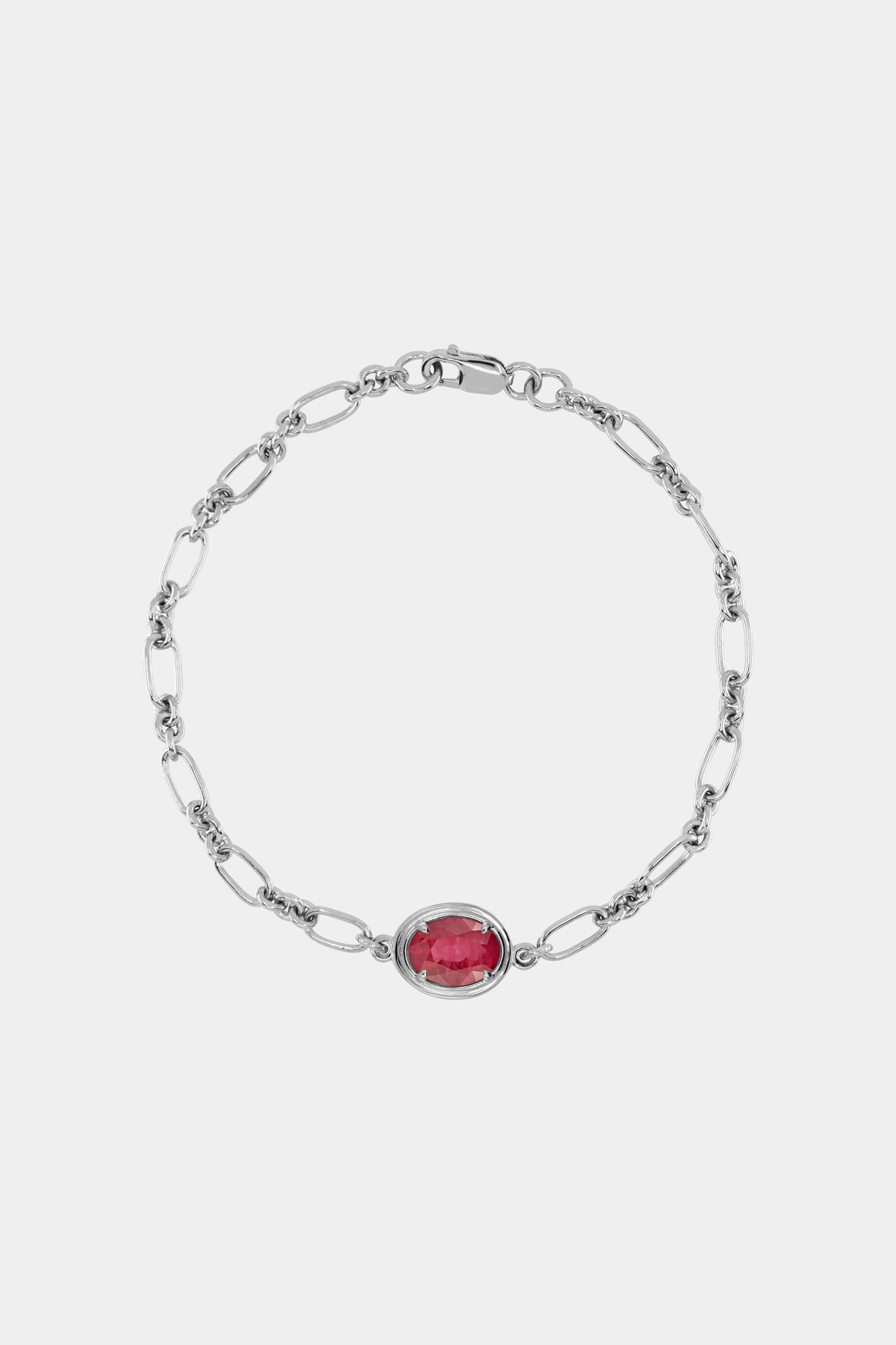 Roma Oval Gemstone Bracelet | White Gold