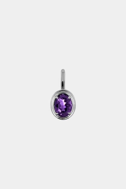Roma Oval Gemstone Pendant | White Gold