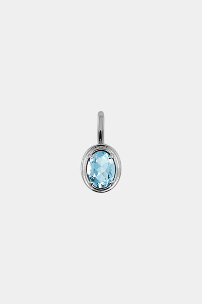 Roma Oval Gemstone Pendant | White Gold