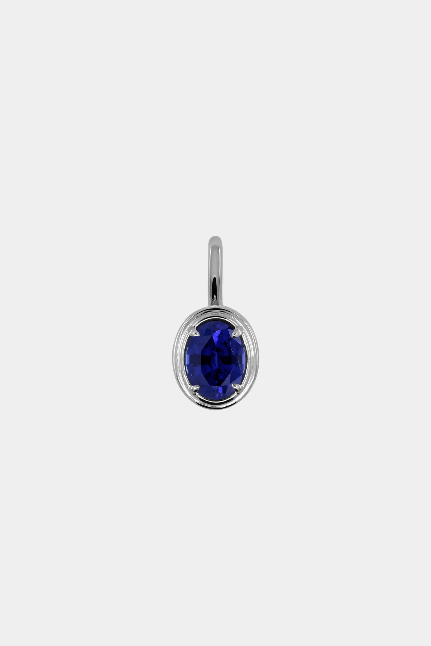 Roma Oval Gemstone Pendant | White Gold