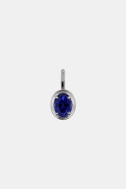 Roma Oval Gemstone Pendant | White Gold