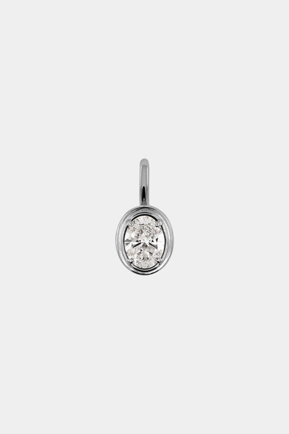 Roma Oval Gemstone Pendant | White Gold