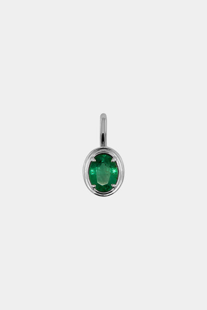 Roma Oval Gemstone Pendant | White Gold