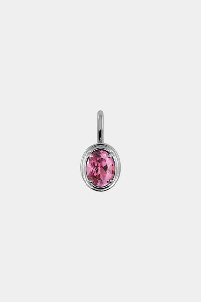 Roma Oval Gemstone Pendant | White Gold