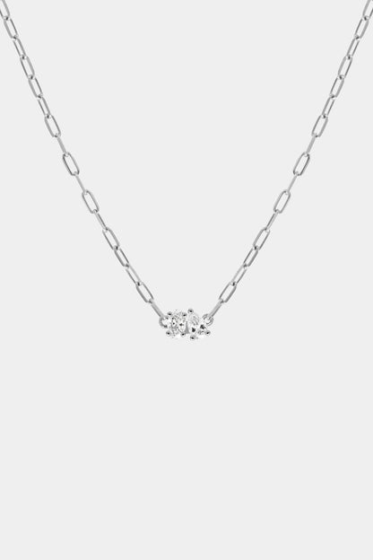 Pear and Oval Diamond Toi Et Moi Necklace | White Gold