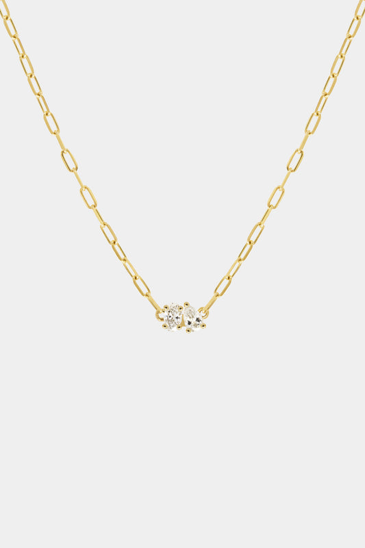 Pear and Oval Diamond Toi Et Moi Necklace | Yellow Gold