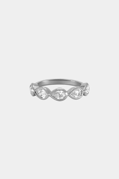 Pear Diamond Bezel Band | 18K White Gold