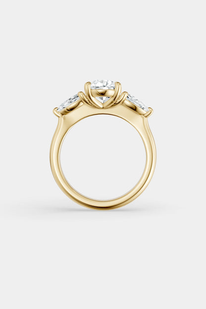 Pear Trilogy Diamond Ring | Traditional Band