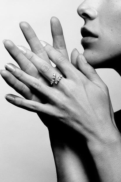 Mini Scattered Diamond Wrap Ring | 18K White Gold