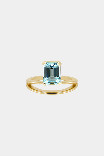 Double Band Gemstone Ring | 9K Yellow Gold