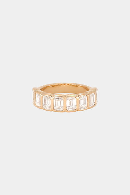 Emerald Bezel Diamond Half Band | Gold