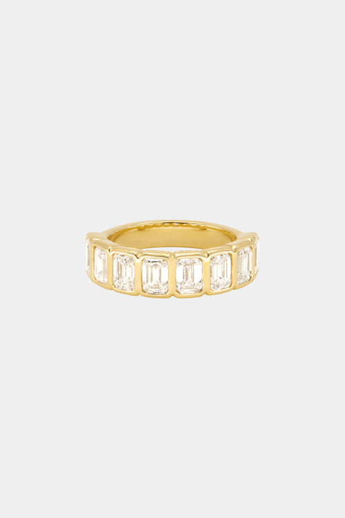 Emerald Bezel Diamond Half Band | Gold