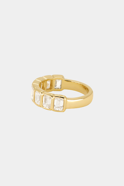 Emerald Bezel Diamond Half Band | Gold