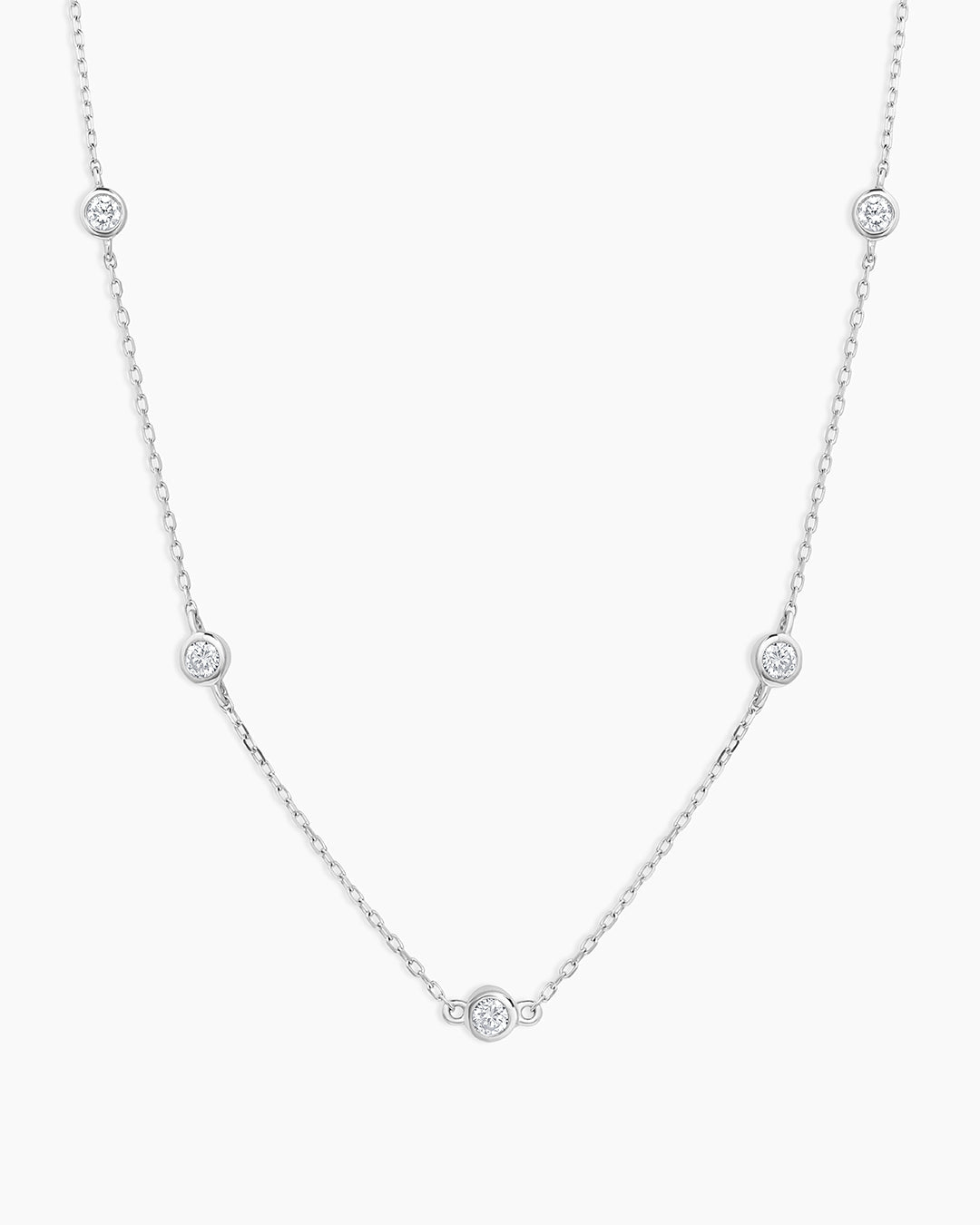 14K Classic Five Diamond Necklace