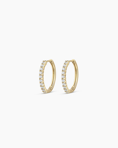 14K Diamond 15mm Hoops