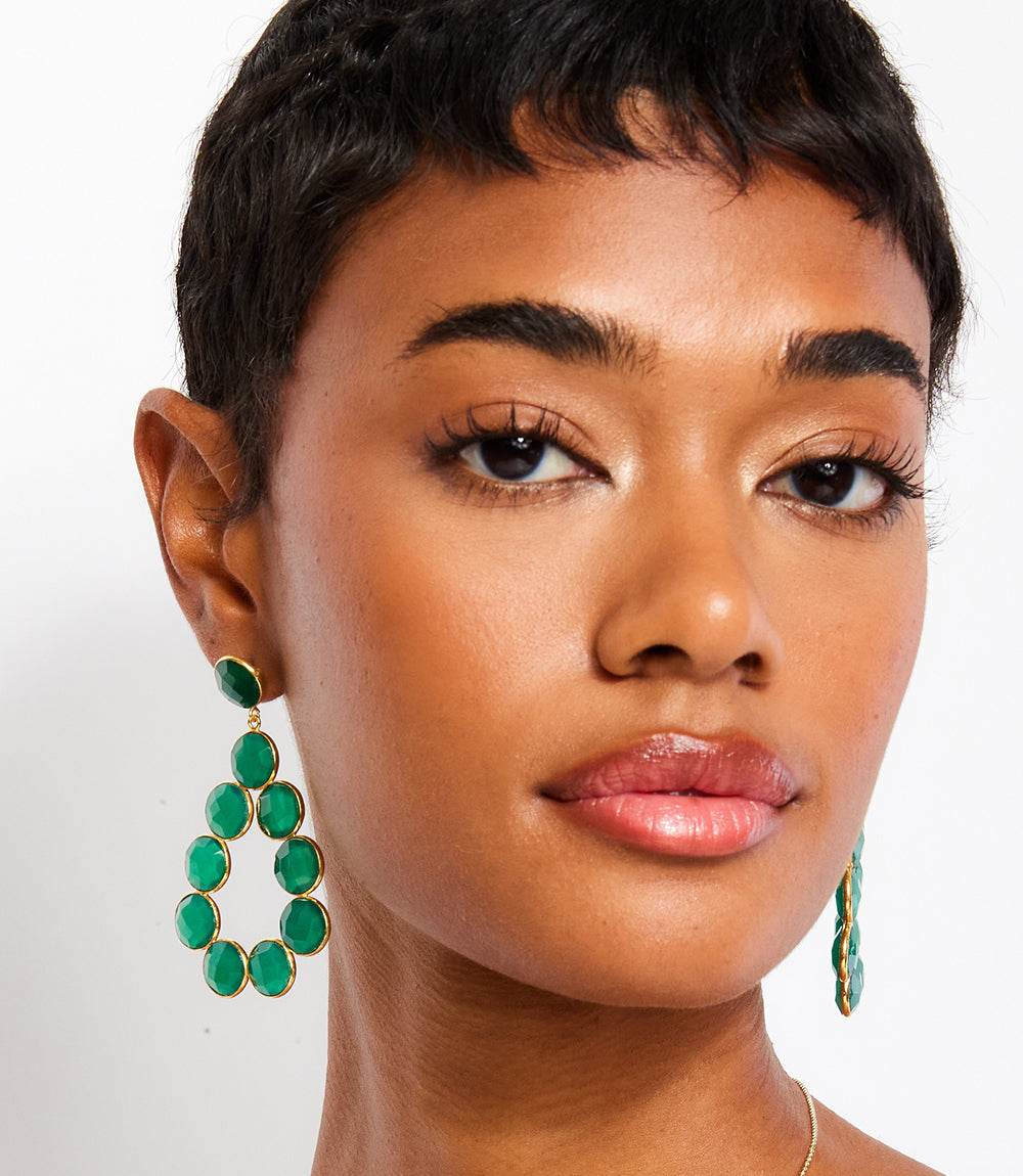 Gemstone Bezel Drop Earrings