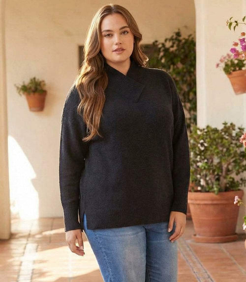 Plus Size Shawl Collar Sweater