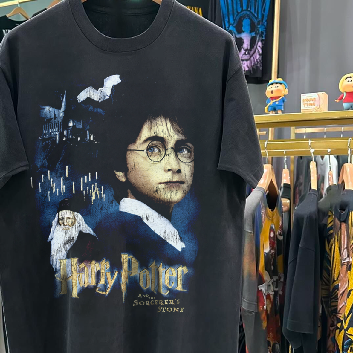 Harry Potter Sourcerers Stone Vintage Washed Black T-Shirt