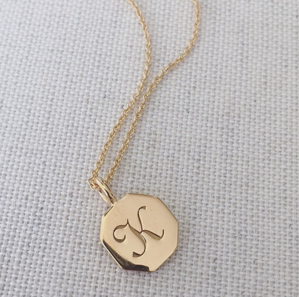 Gold Personalised Hexagon Necklace