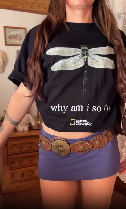 90s National Geographic Why Am I So Fly Washed Black Tee