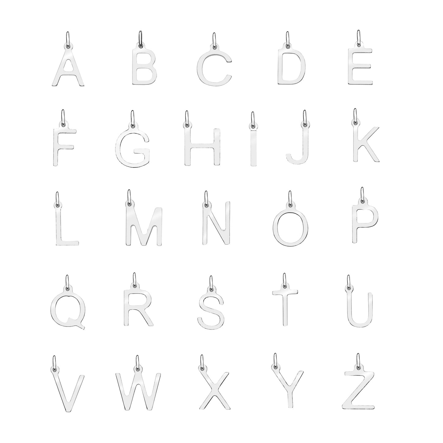 Solid White Gold Initial Letter Necklace