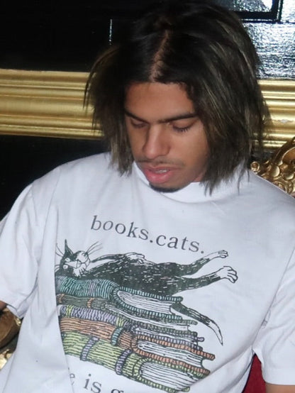 Rare Edward Gorey Books Cats Washed White Tee