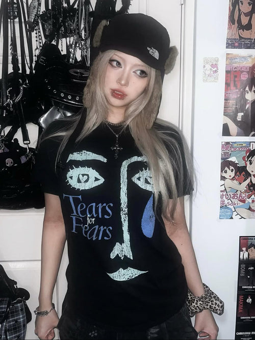 Rare Tears For Fears Washed Black Tee