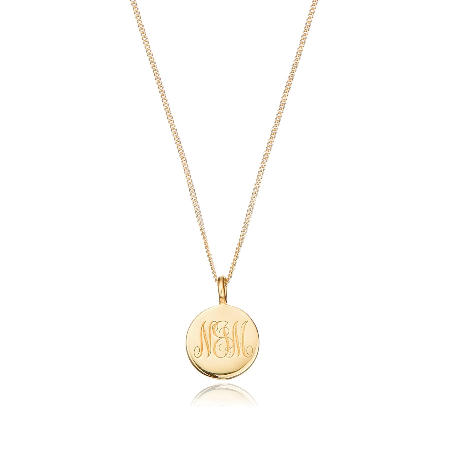 Rose Gold Large Engraved Disc Necklace