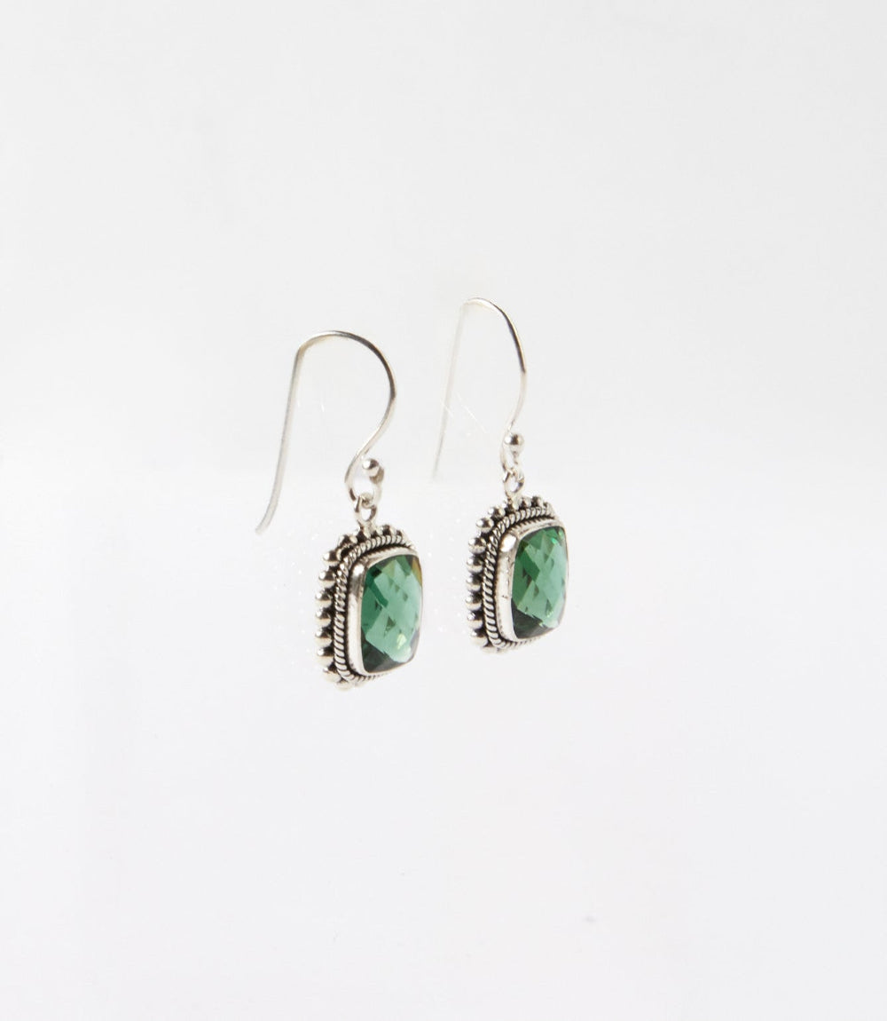 Sterling Silver Rectangular Gemstone Earrings