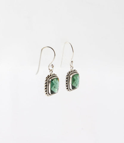 Sterling Silver Rectangular Gemstone Earrings