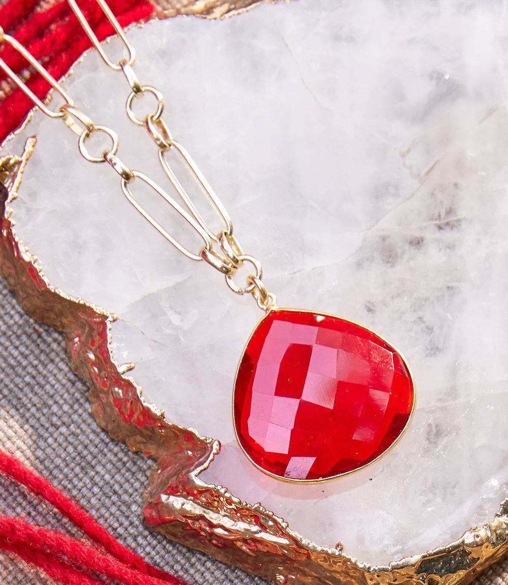 Ruby Quartz Pendant Necklace