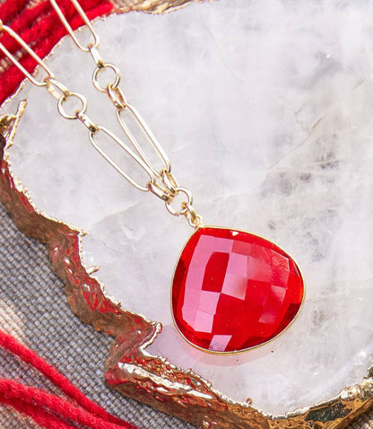 Ruby Quartz Pendant Necklace