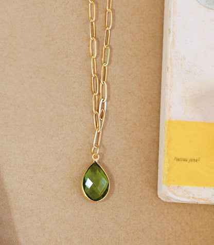 Peridot Gemstone Teardrop Necklace