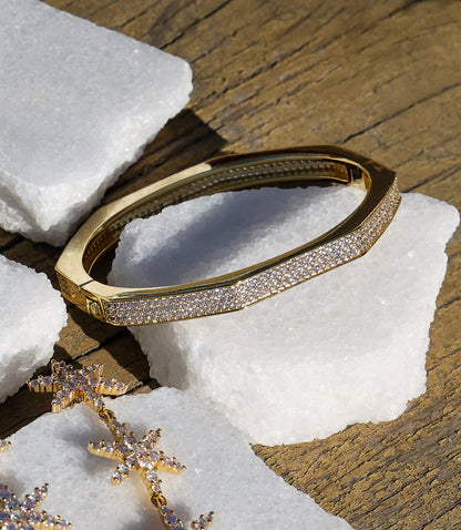 Pavé Crystal Angular Cuff Bracelet