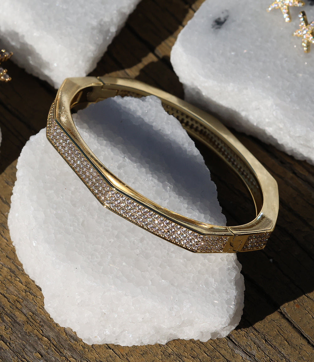 Pavé Crystal Angular Cuff Bracelet