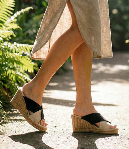 Charleston Shoe Co. Porter Two-Tone Wedge Sandals