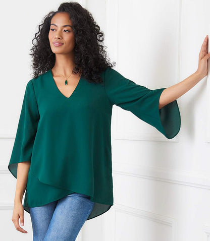 Petite Size Bracelet Sleeve Asymmetric Top