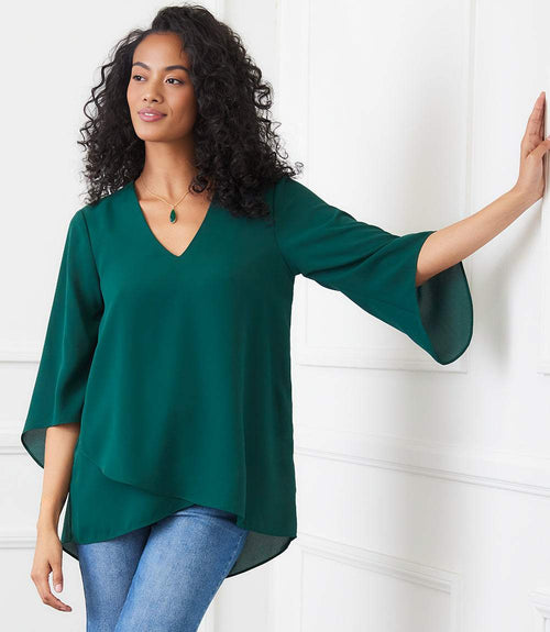 Petite Size Bracelet Sleeve Asymmetric Top