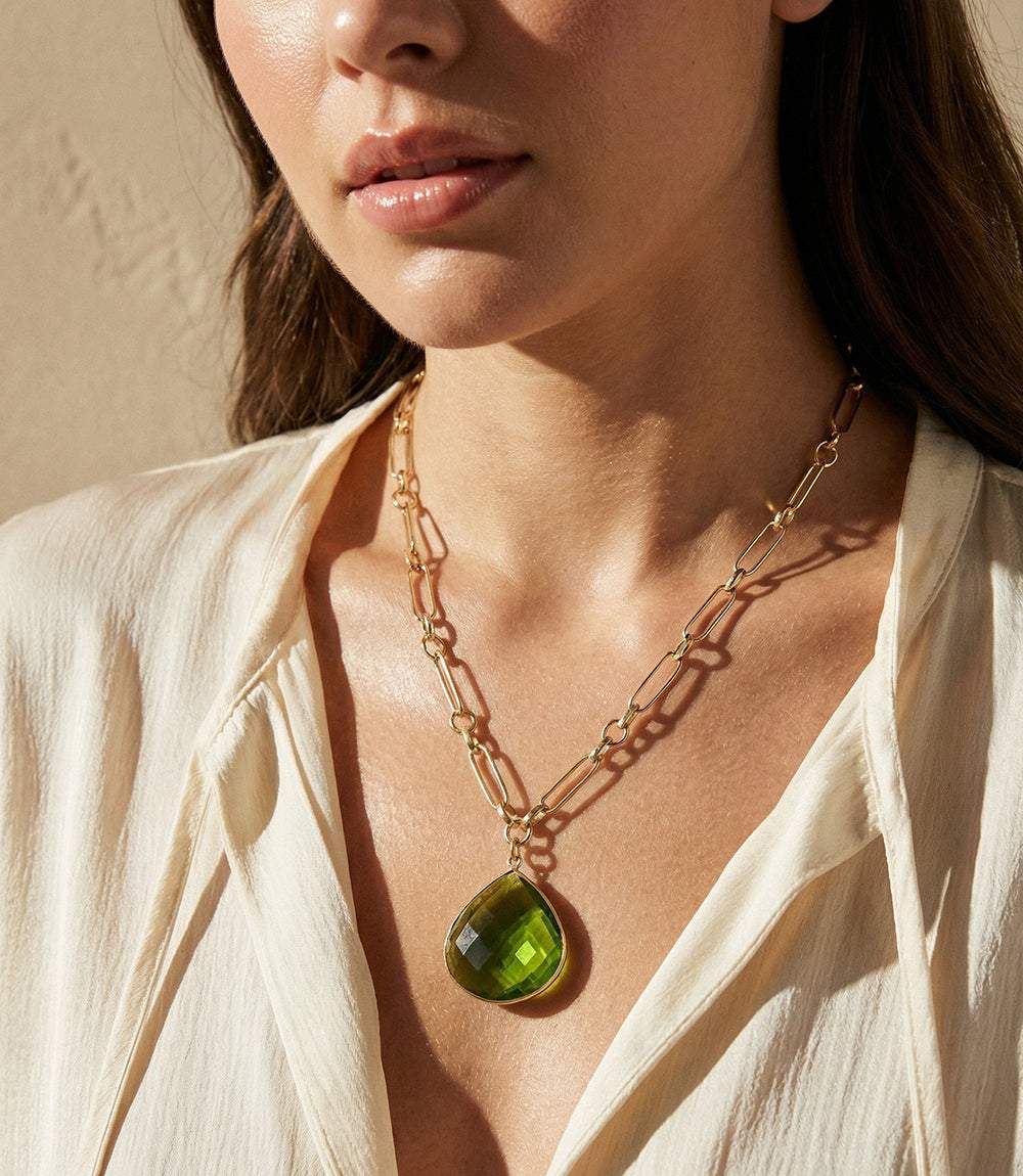 Peridot Quartz Pendant Necklace