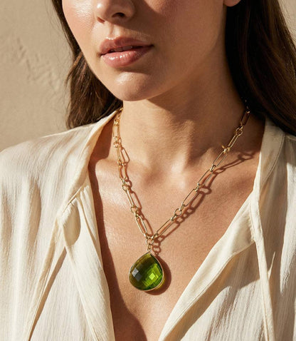 Peridot Quartz Pendant Necklace