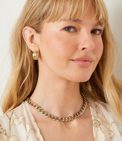 Leopard Crystal Hoop Earrings