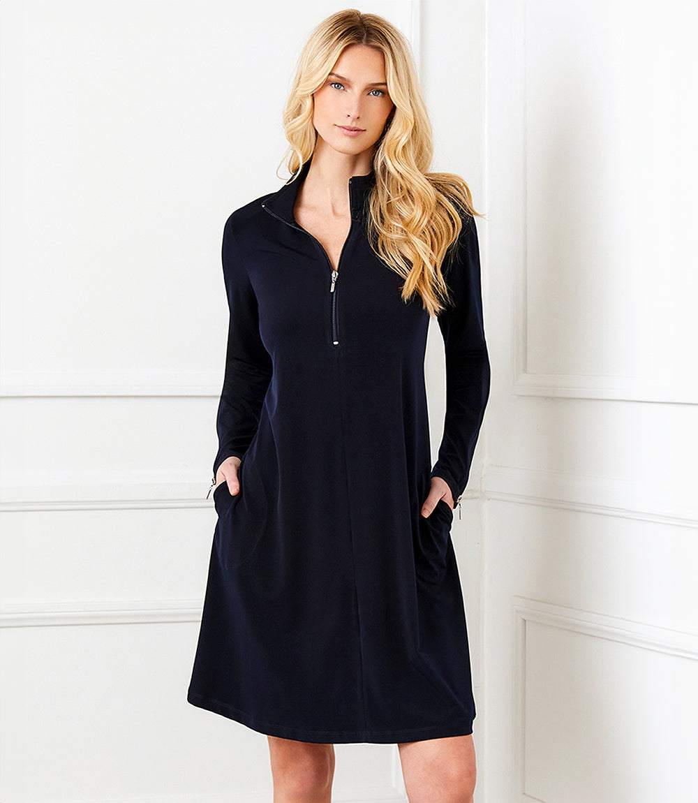 Zip Up Travel Jersey Dress