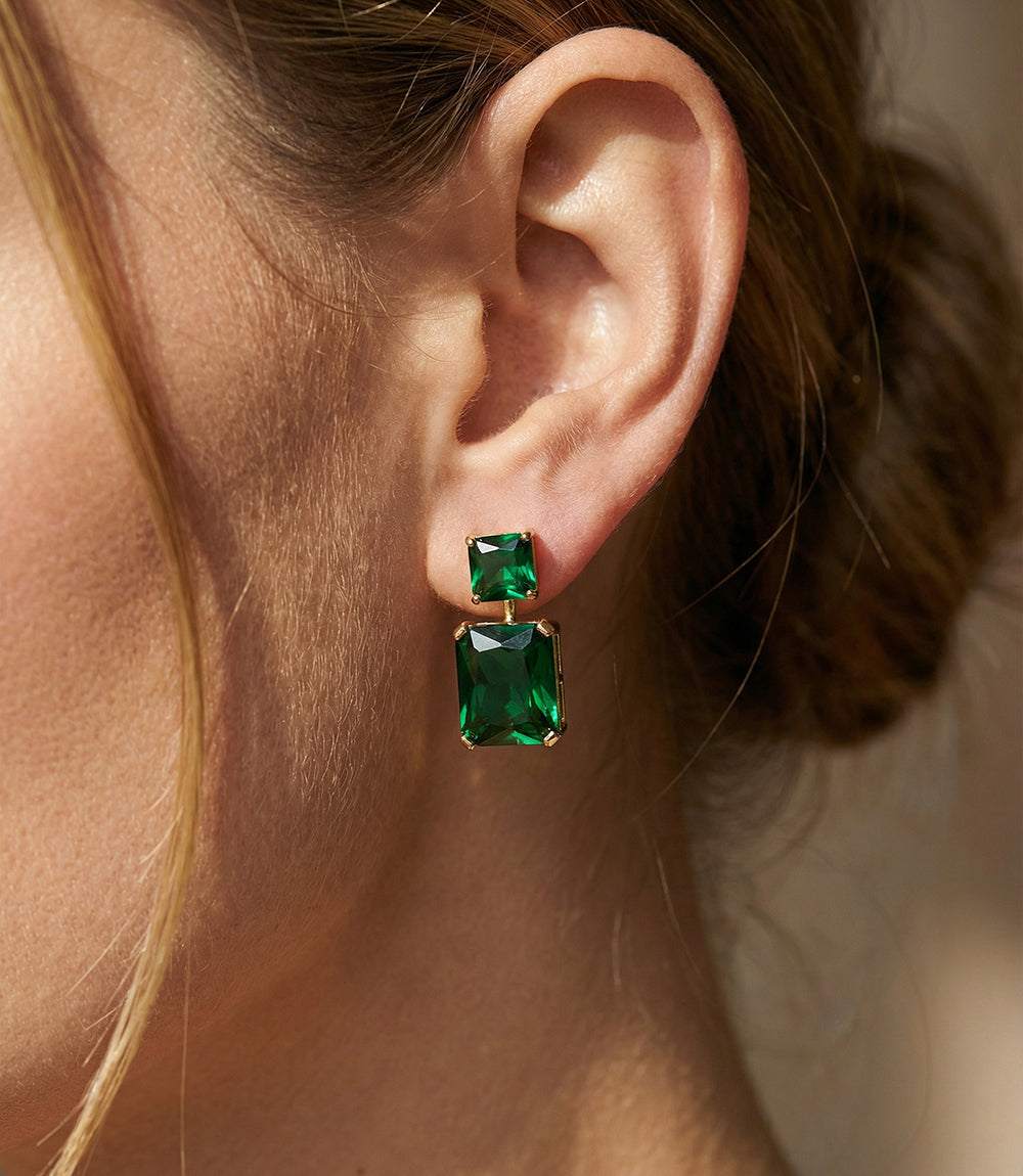 Princess Cut Drop Earrings